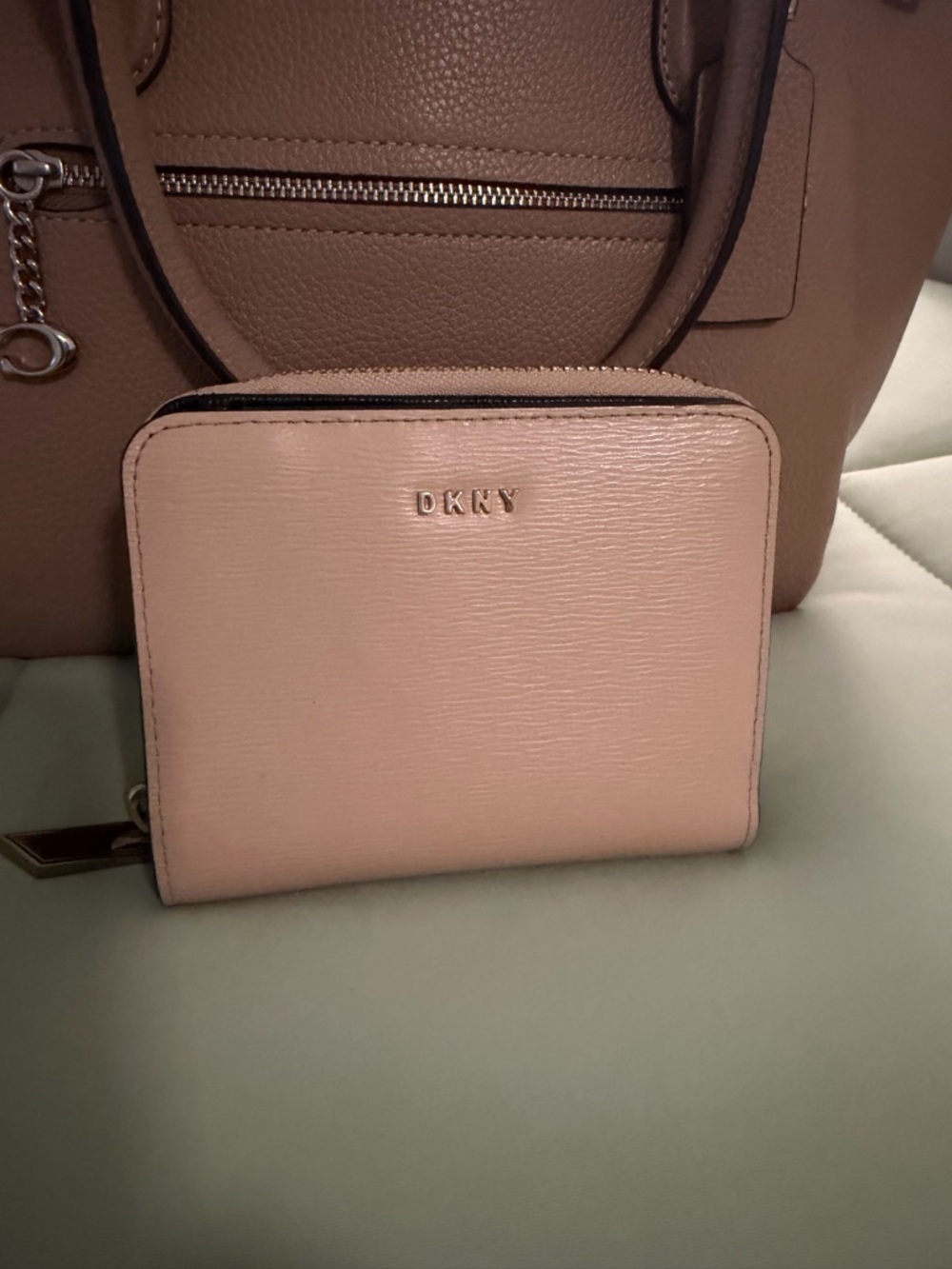 DKNY Blush Zip-Around Wallet with Tan Pebbled Tote - Picture 3 of 3